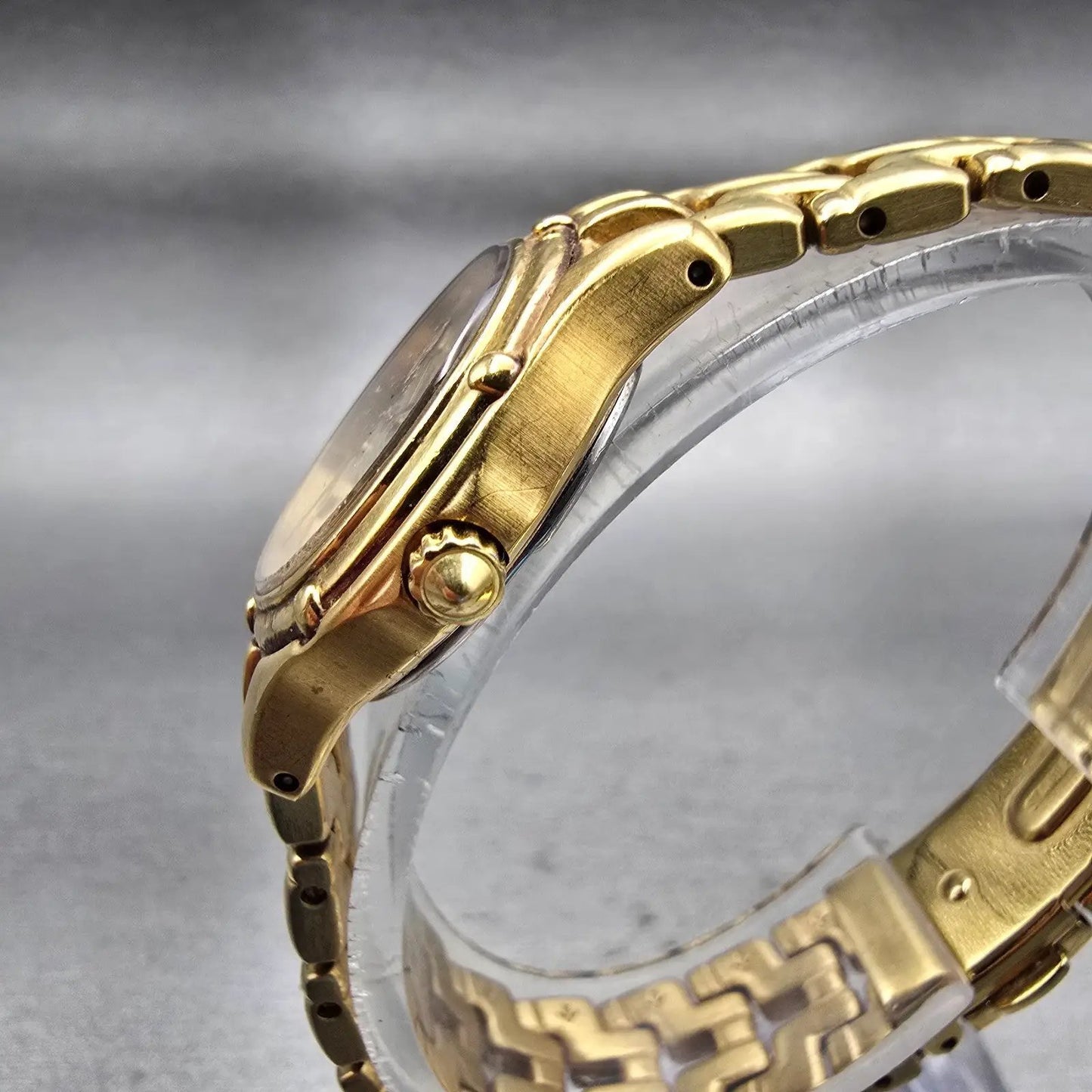 Seiko Watch Women 26mm Champagne Dial Gold Tone Date Round 7N82-0599 New Battery2