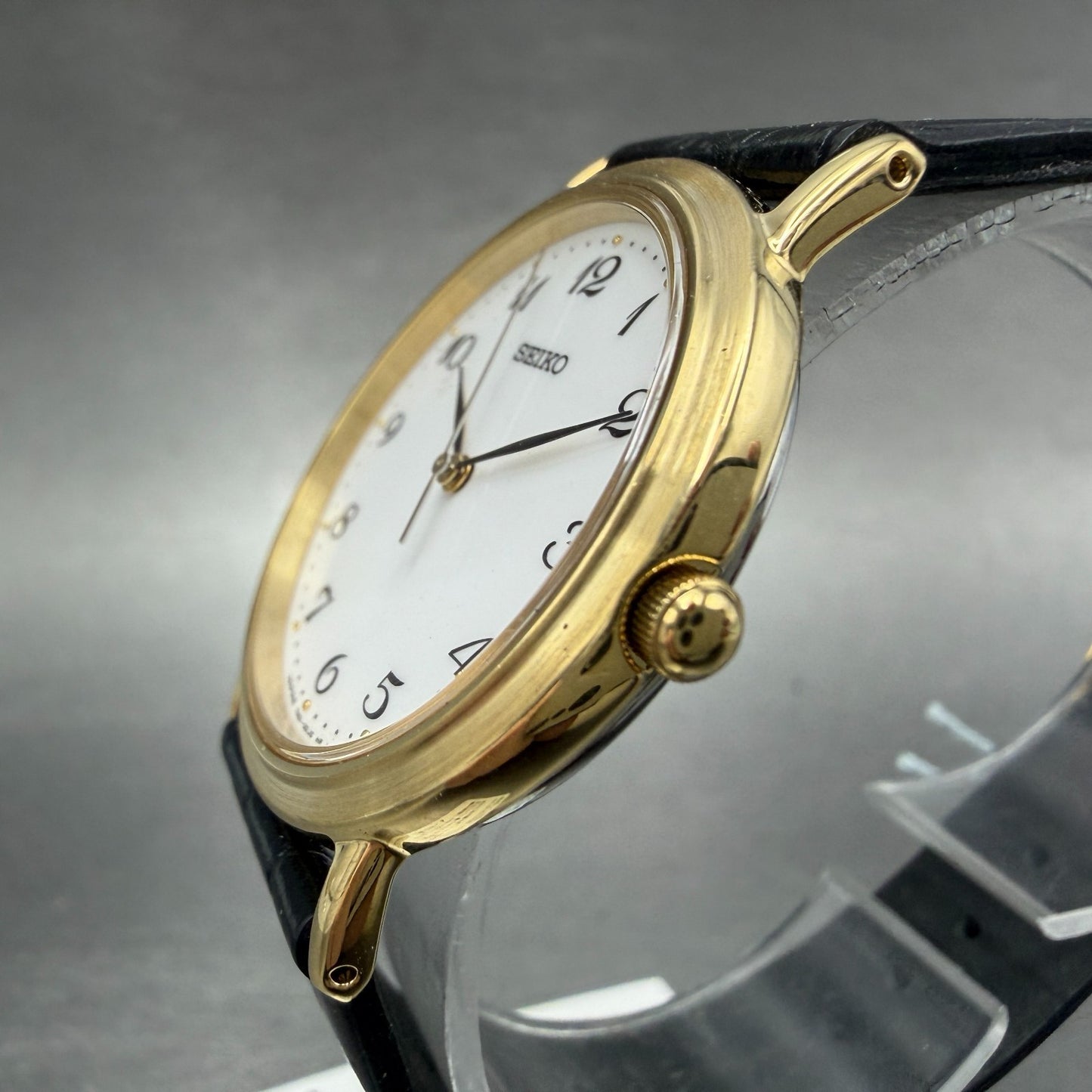 Seiko Watch Men 33mm White Dial Gold Tone Round 7N01-0BH0 New Battery W/Tags2