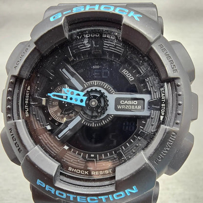 Casio G-Shock GA-110LN Watch Men 50mm Black Blue Chronograph Alarm New Battery1