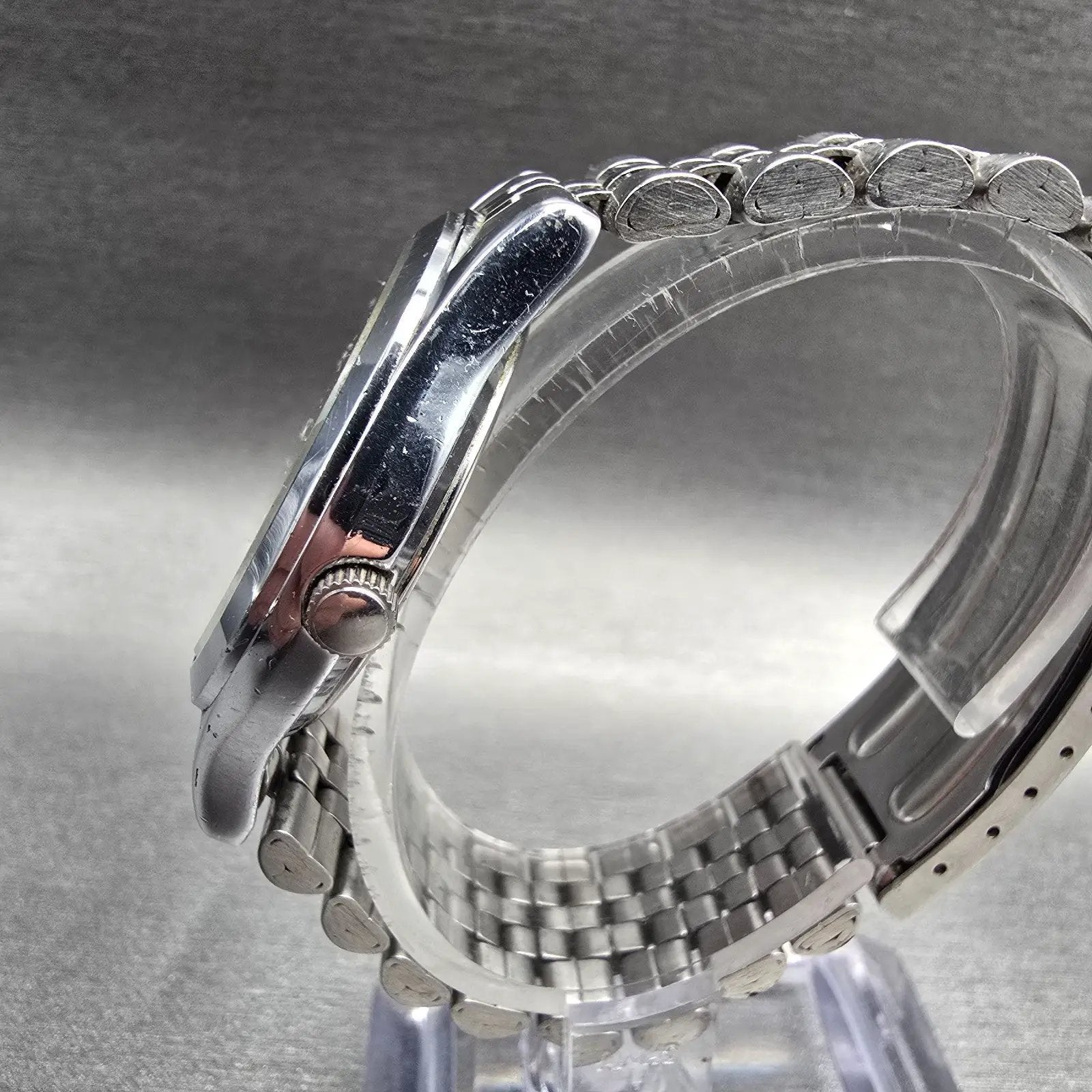 Seiko Alba Watch Men 34mm Luminous Dial Silver Tone Date V733-6C20 New Battery D2