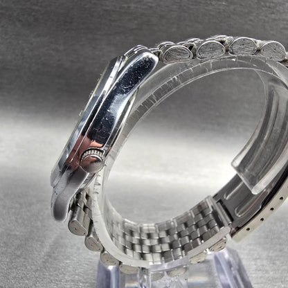 Seiko Alba Watch Men 34mm Luminous Dial Silver Tone Date V733-6C20 New Battery D2