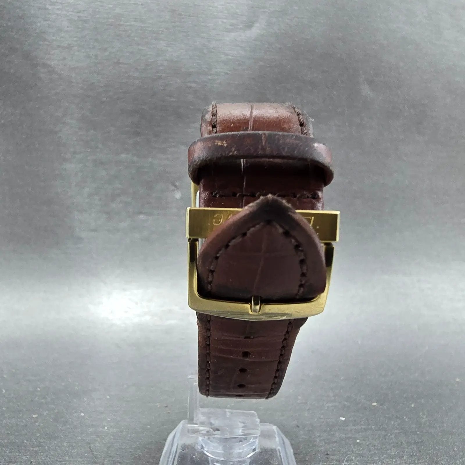 Citizen Eco-Drive Tank Watch Men 25mm Silver Dial Gold Tone Rectangle Date Runs8