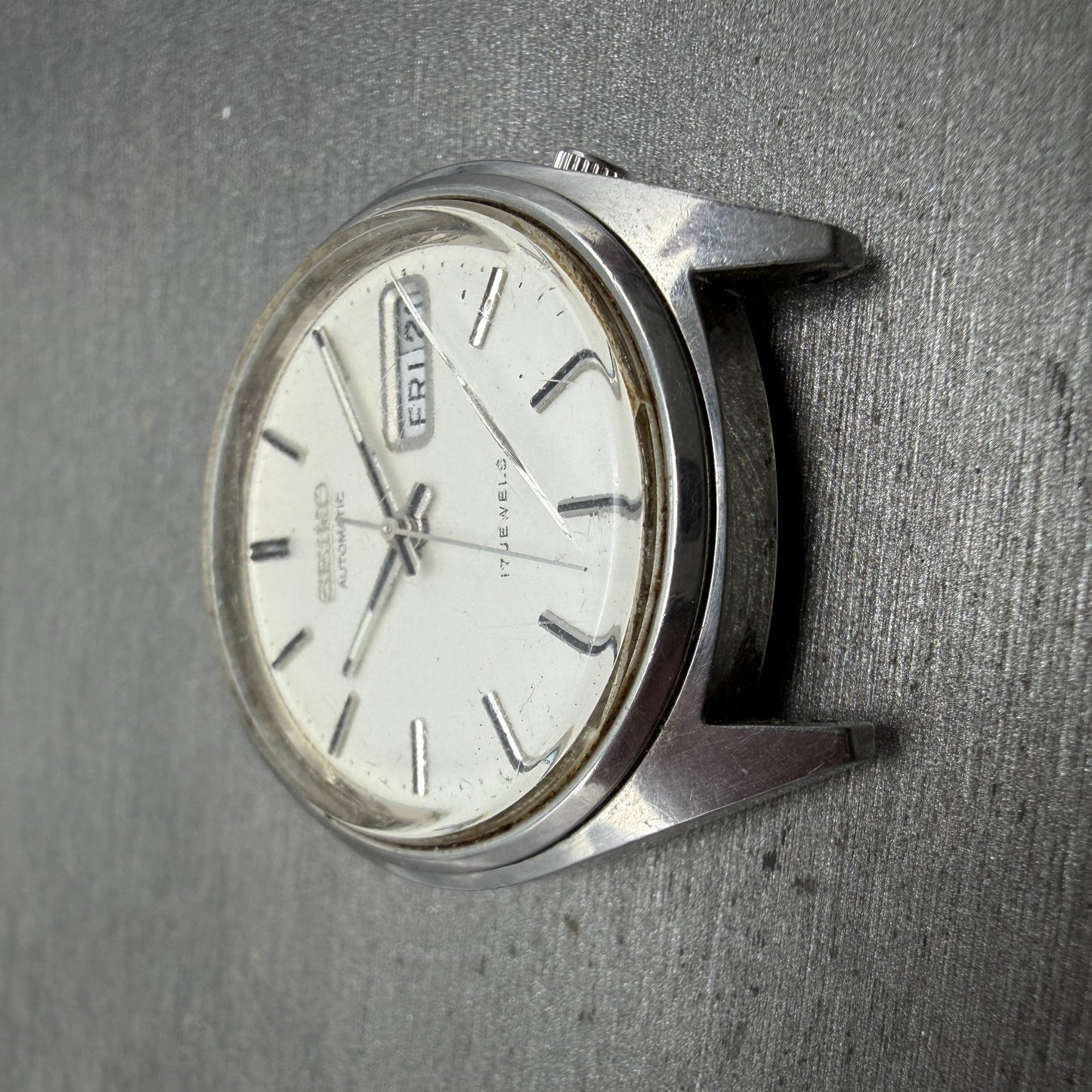 Seiko Automatic Watch Men 36mm Silver Dial Silver Tone Daydate 6309-7159 PARTS3