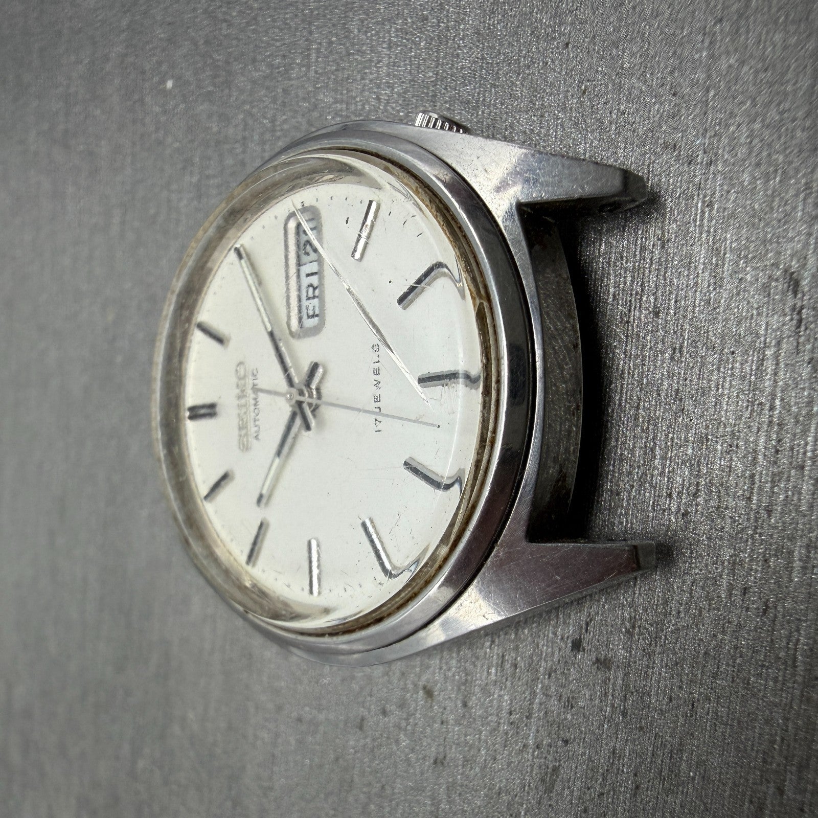 Seiko Automatic Watch Men 36mm Silver Dial Silver Tone Daydate 6309-7159 PARTS3