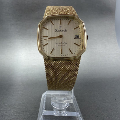 Armitron Deauville Watch Men 31mm Champagne Dial Gold Tone Date PARTS VTG6