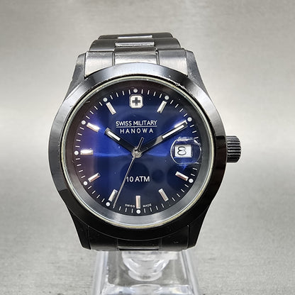 Swiss Military Hanowa Watch Women 36mm Blue Dial Black Date 65023 New Battery0
