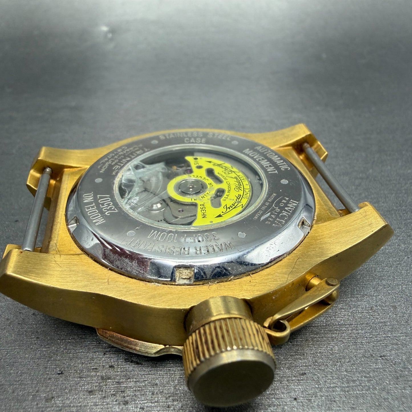 Invicta Pro Diver Automatic Watch Men 49mm White Dial Gold Tone Date Round 235078