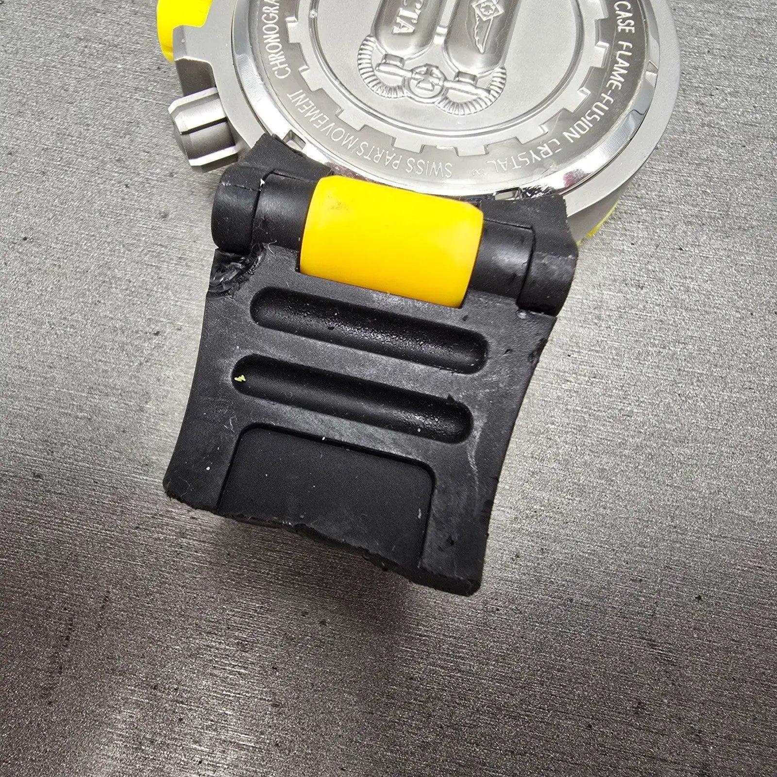 Invicta Chronograph Dive Watch Men 50mm Black Dial Steel Yellow 10038 NewBattery8