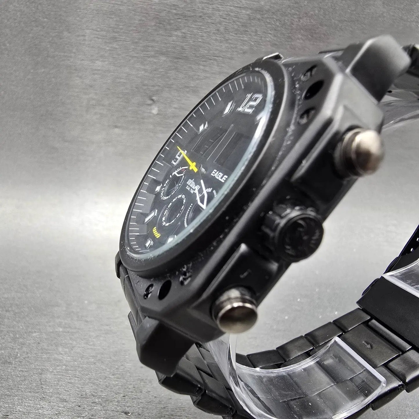 Infantry Eagle Watch Men 46mm Black Dial Black Alarm Chronograph Octagon New Bat2