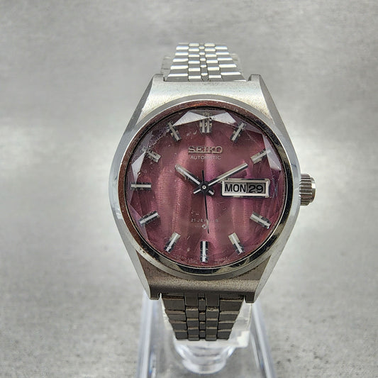Seiko Automatic Watch Women 26mm Pink Dial Silver Tone Daydate 27060340 PARTS0