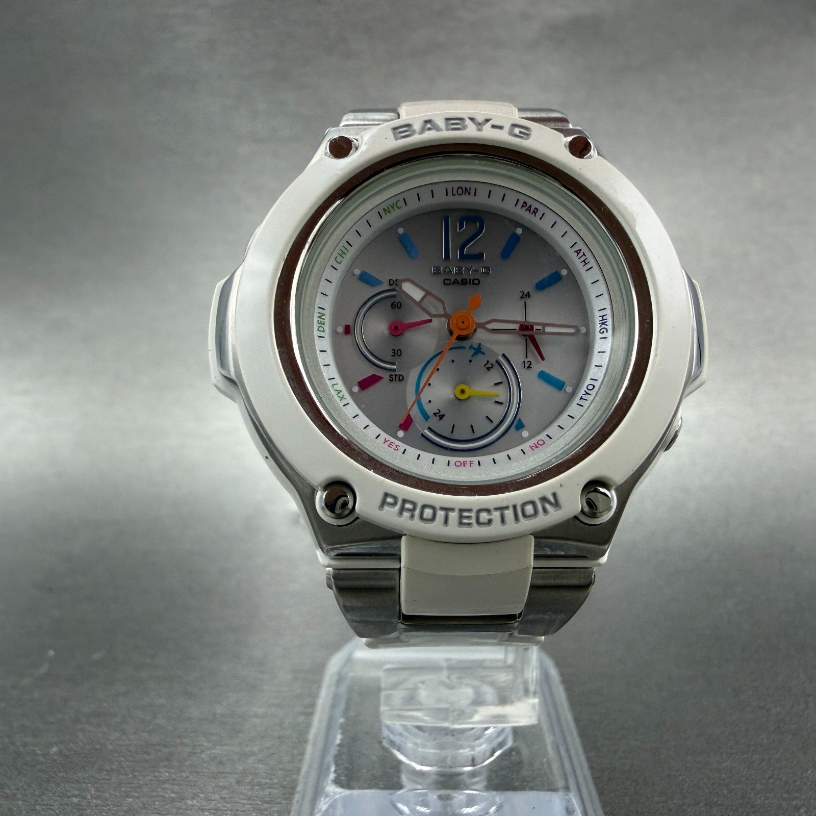 Casio BabyG Watch Women 41mm Silver Dial White Tone Round Solar BGA1400 Works5