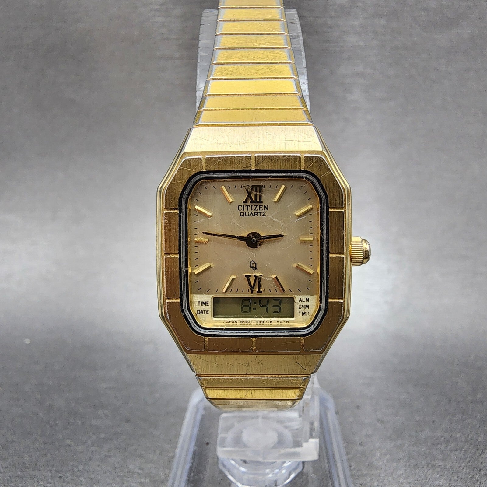 Citizen Analog Digital Watch Women 23mm Champagne Dial Gold Tone New Battery0