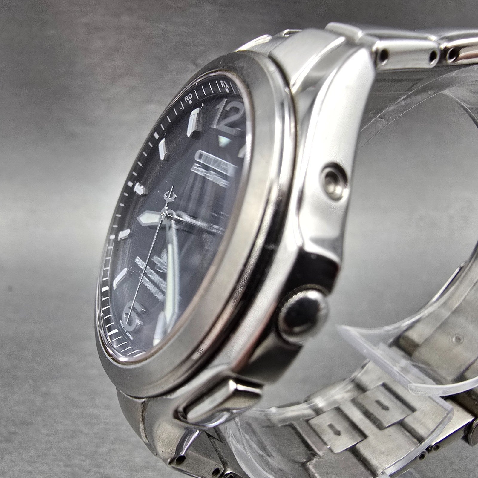 Citizen Eco-Drive Attesa Watch Men 38mm Black Dial Titanium Atomic Date PARTS!!!3