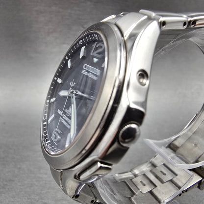 Citizen Eco-Drive Attesa Watch Men 38mm Black Dial Titanium Atomic Date PARTS!!!3