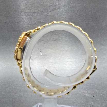 Unbranded Watch Women 17mm White Dial Gold Tone Gem Set Bezel Oval New Battery6