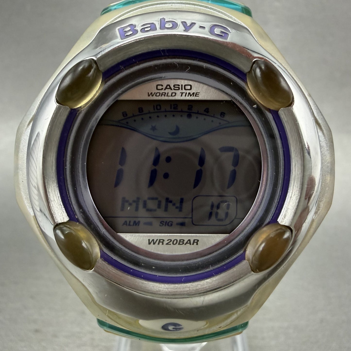 Casio BabyG Watch Women 42mm Digital Clear Case Alarm Chrono BGR260 New Batt1