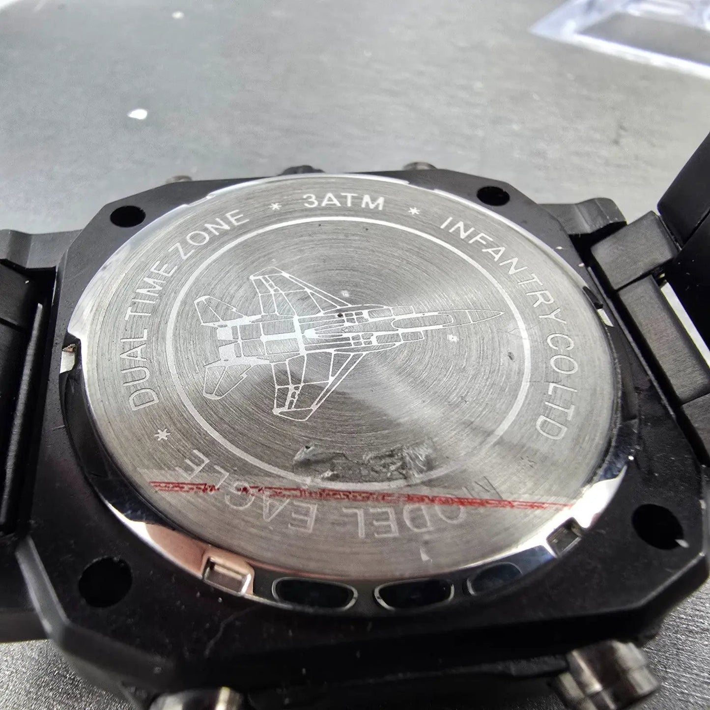 Infantry Eagle Watch Men 46mm Black Dial Black Alarm Chronograph Octagon New Bat9