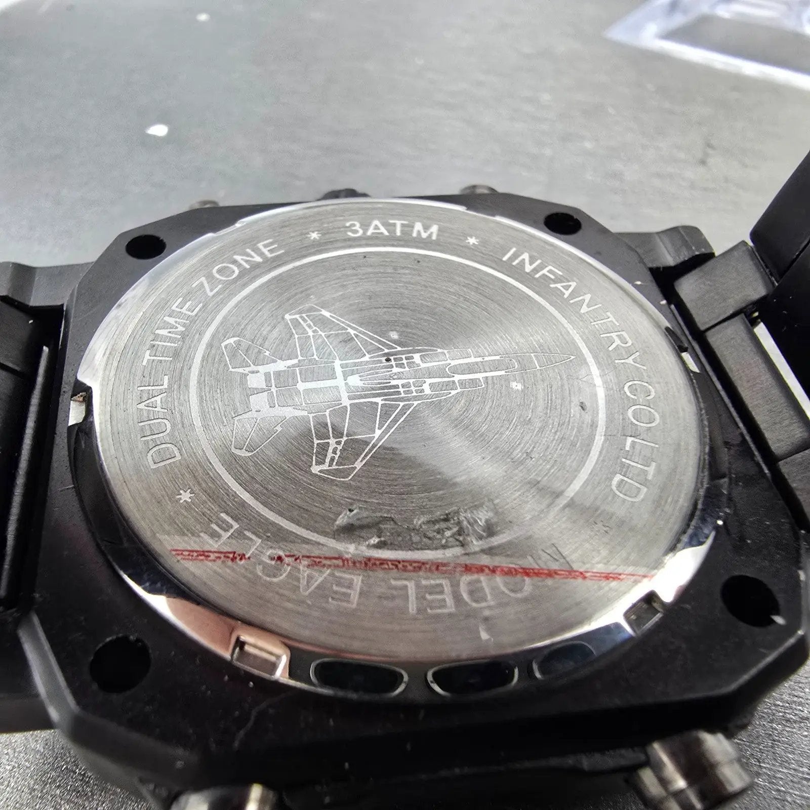 Infantry Eagle Watch Men 46mm Black Dial Black Alarm Chronograph Octagon New Bat9