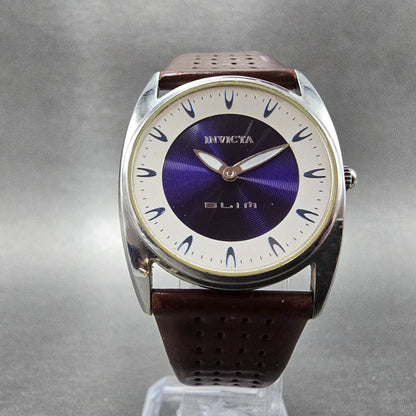 Invicta Slim Watch Women 30mm Blue Dial Silver Tone Round 5358 New Battery6