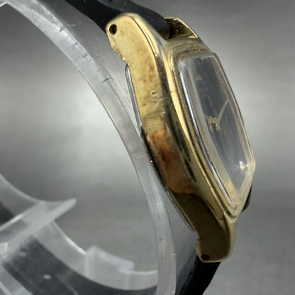 Seiko Watch Women 18mm Black Dial Gold Tone Hexagon 2c20-6440 New Battery HJKUBK3