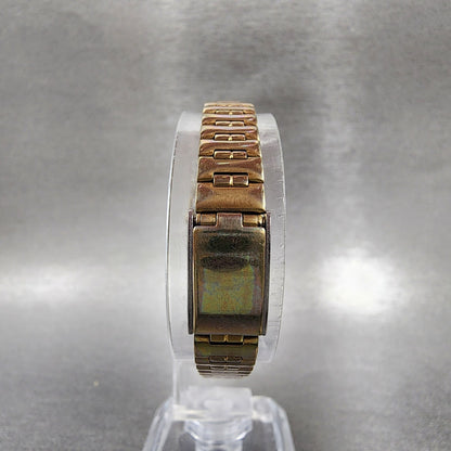 Seiko Tank Watch Women 18mm Gold Dial Gold Tone Rectangle V401-5150 New Battery