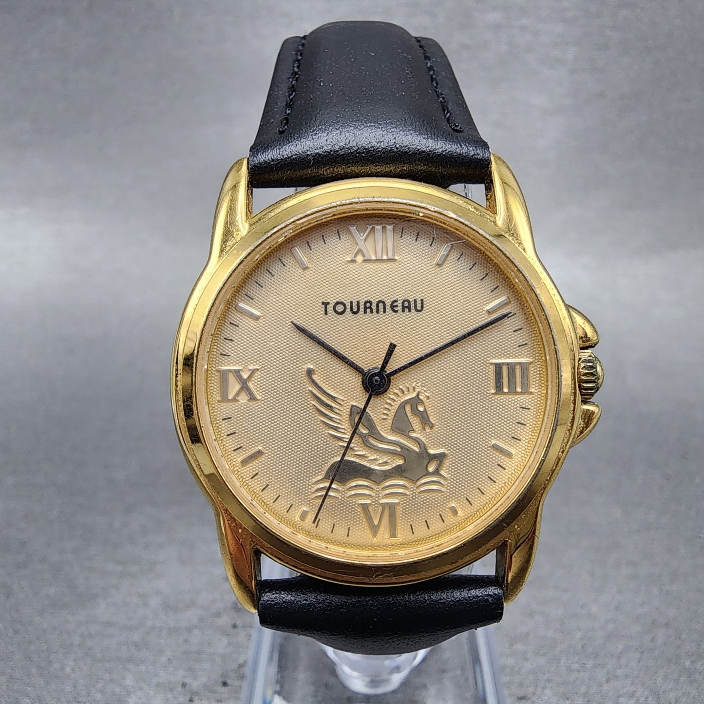 Tourneau Watch Women 30mm Gold Dial Gold Tone Round Pegasus New Battery0
