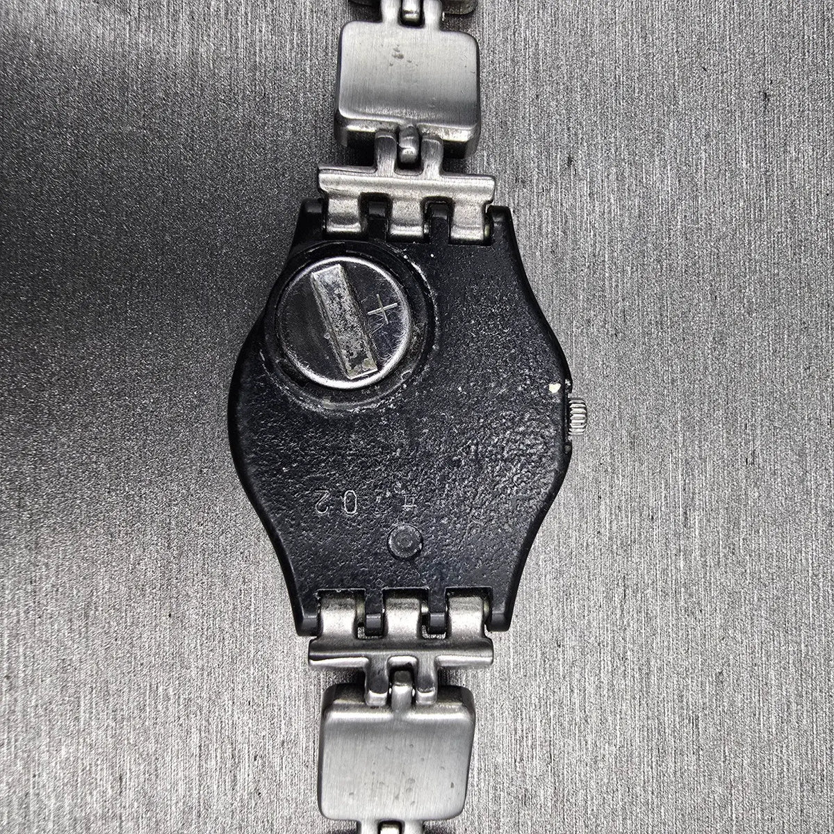 Swatch Chessboard Watch Women 25mm Silver Dial Black Case Round LB160 New Batt210