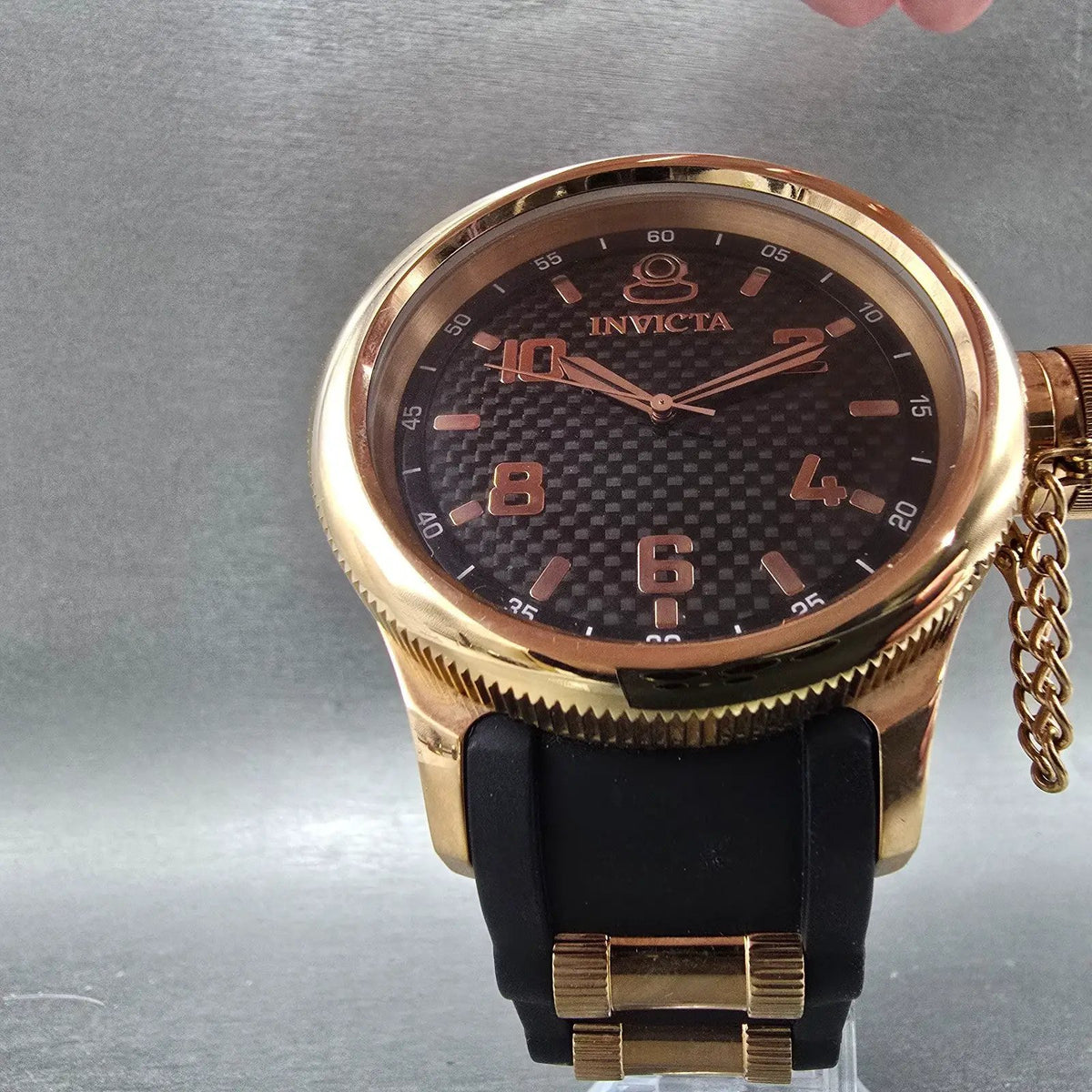 Invicta Russian Diver Watch Men 51mm Black Dial Rose Gold 1972 New Battery5