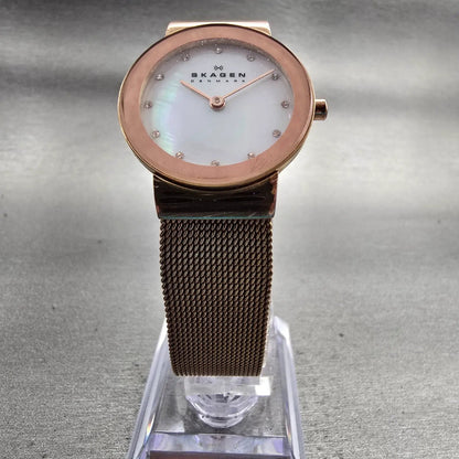 Skagen Freja Watch Women 26mm MOP Dial Rose Gold Round 358SRRD New Battery5