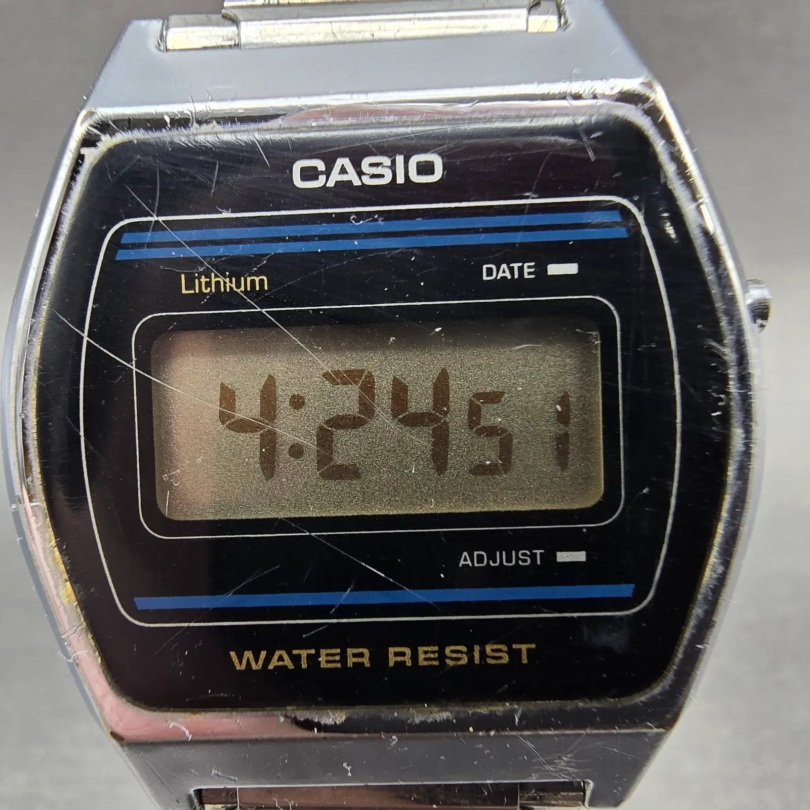 Casio B612W Watch Men 35mm Digital Silver Tone Date Hexagon New Battery VTG LKLK1