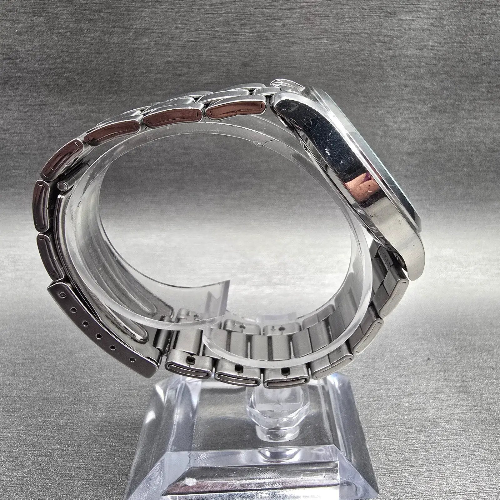 Seiko Alba Watch Men 38mm Champagne Dial Silver Tone Daydate 7N43-0BA0 New BattJ8
