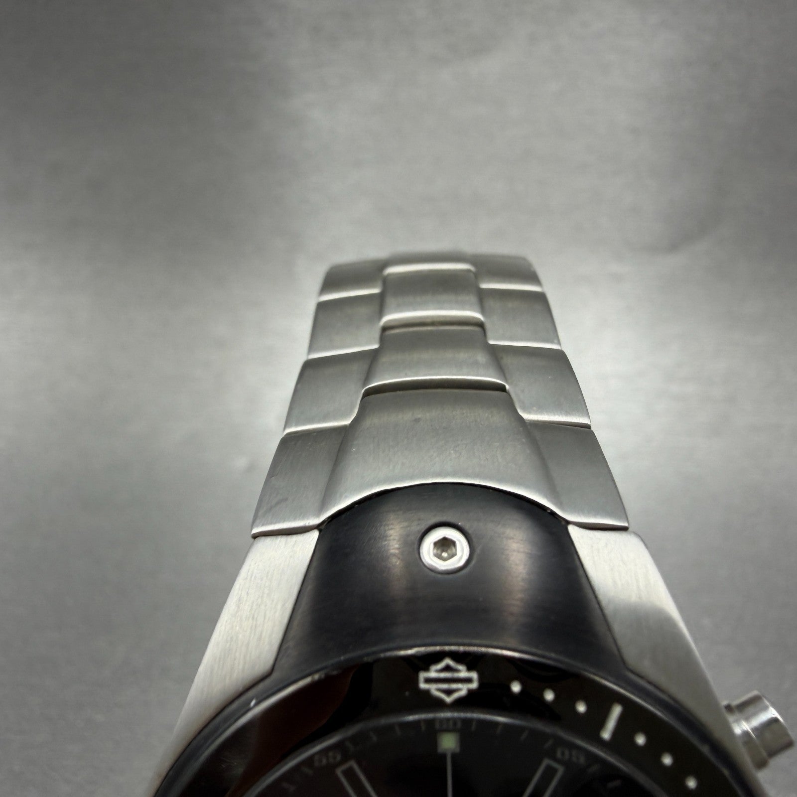 Bulova Harley Davidson Watch Men 39mm Black Dial Silver Tone Date Round New Batt4