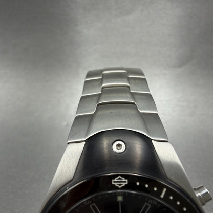 Bulova Harley Davidson Watch Men 39mm Black Dial Silver Tone Date Round New Batt4