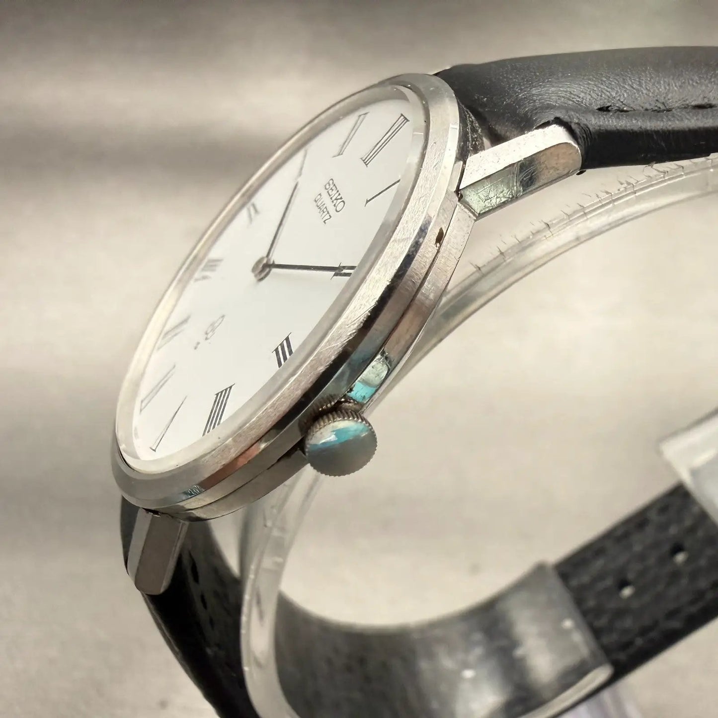 Seiko Chariot Watch Men 34mm White Dial Silver Tone Round 4130-9001 New Battery2