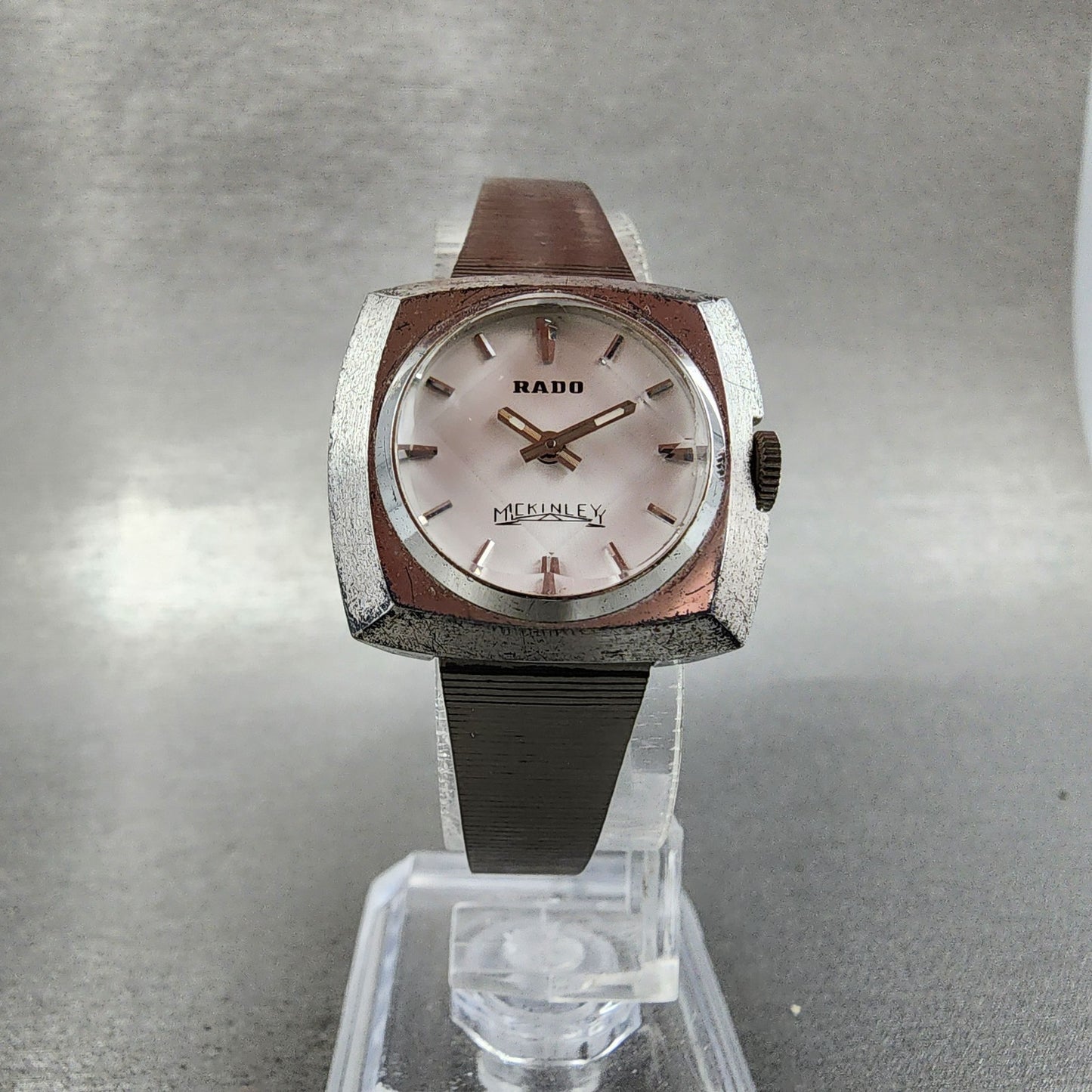 Rado Mckinley Watch Women 25mm White Dial Silver Tone Cushion manual Wind PARTS7