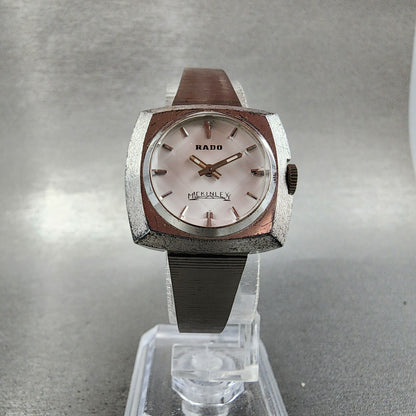Rado Mckinley Watch Women 25mm White Dial Silver Tone Cushion manual Wind PARTS7