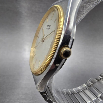 Seiko Watch Men 33mm Silver Dial Two Tone Date Round 6432-7019 PARTS3