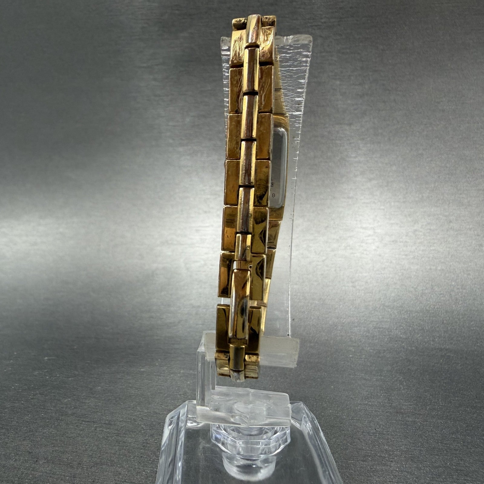 Seiko Watch Women 13mm Gold Dial Gold Tone Rectangle 2E20-7479 New Battery ABhbd7