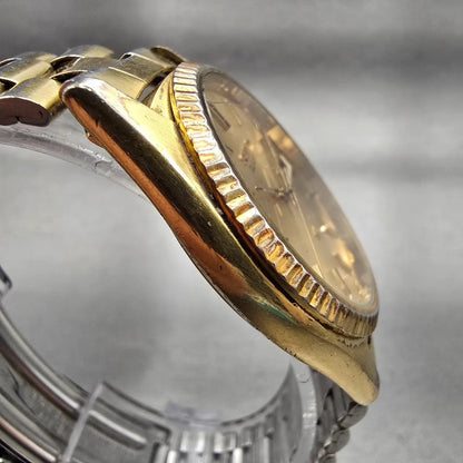 Seiko President Watch Men 36mm Gold Dial Gold Tone Daydate 5H23-8029 New Battery3