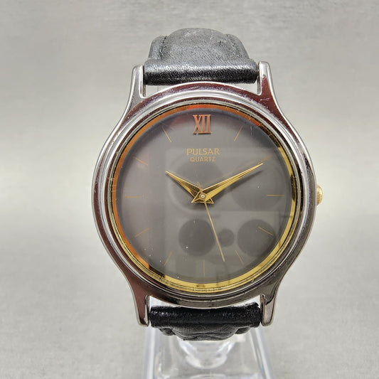 Seiko Pulsar Watch Men 36mm Gray Dial Gray Tone Round V501-6g50 New Battery