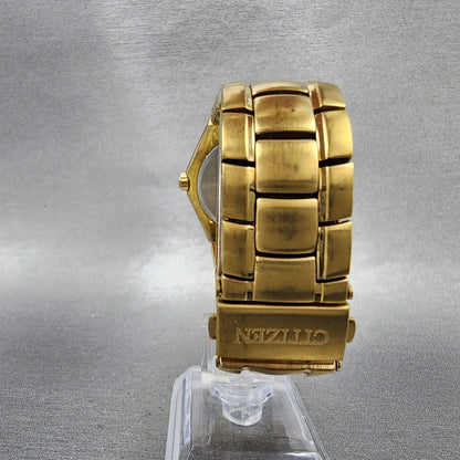 Citizen Watch Men 37mm Black Dial Gold Tone Round 2510H29850 New Battery7