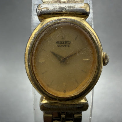 Seiko Watch Women 16mm Champagne Dial Gold Tone Oval 2Y005B59 New Battery1