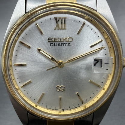 Seiko SQ Watch Men 33mm Silver Dial Two Tone Date Round 5Y22-6009 New Battery1