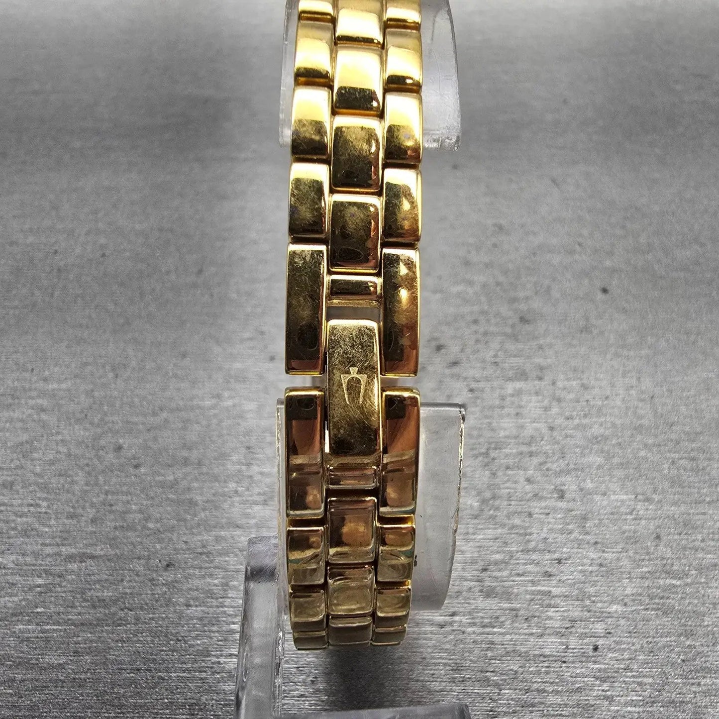 Bulova Watch Women 14mm MOP Dial Gold Tone Gemmed Rectangle 98V28 New Battery7