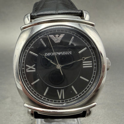 Emporio Armani Watch Men 41mm Black Dial Silver Tone Round AR-0263 New Battery0