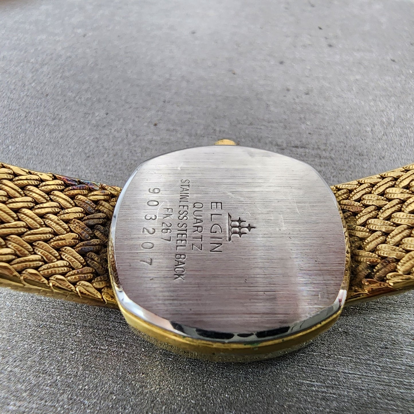 Elgin Watch Women 22mm Gold Dial Gold Tone Rectangle FK267 New Battery VTG9