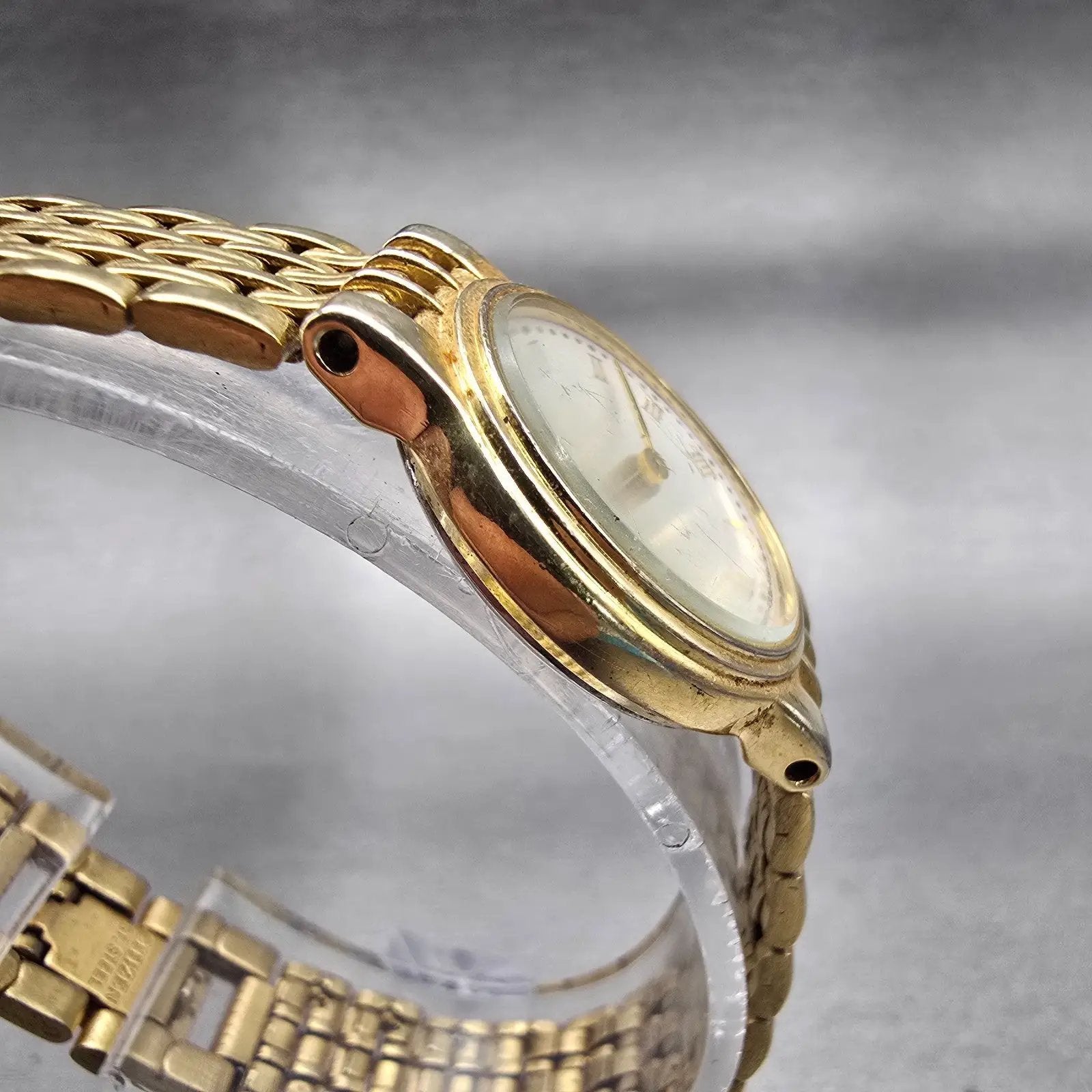 Citizen Watch Women 21mm White Dial Gold Tone Round 3220-S19538 New Battery VTG3