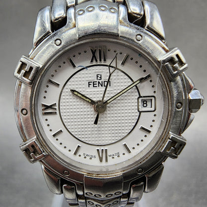 Fendi Orologi Watch Women 26mm White Dial Silver Tone Date Round 3500L PARTS2
