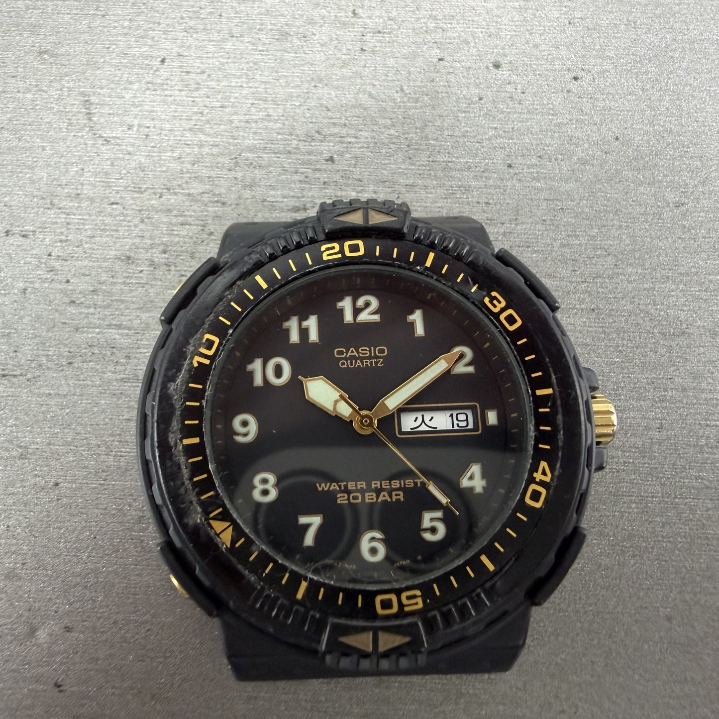 Casio Dive Watch Men 43mm Black Dial Black Tone Daydate MRD-201W New Battery0