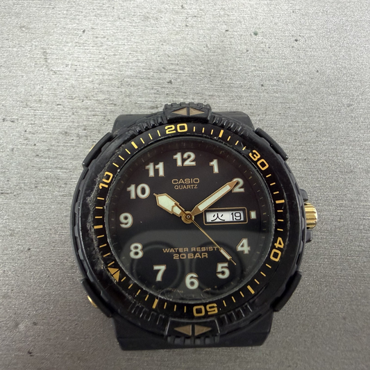 Casio Dive Watch Men 43mm Black Dial Black Tone Daydate MRD-201W New Battery0